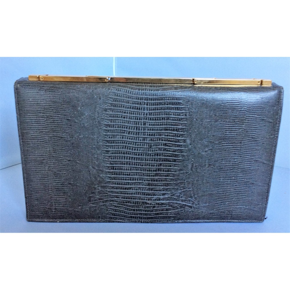 Vintage Original by Caprice Gray Collapsible Handle Handbag Mid Century Clutch